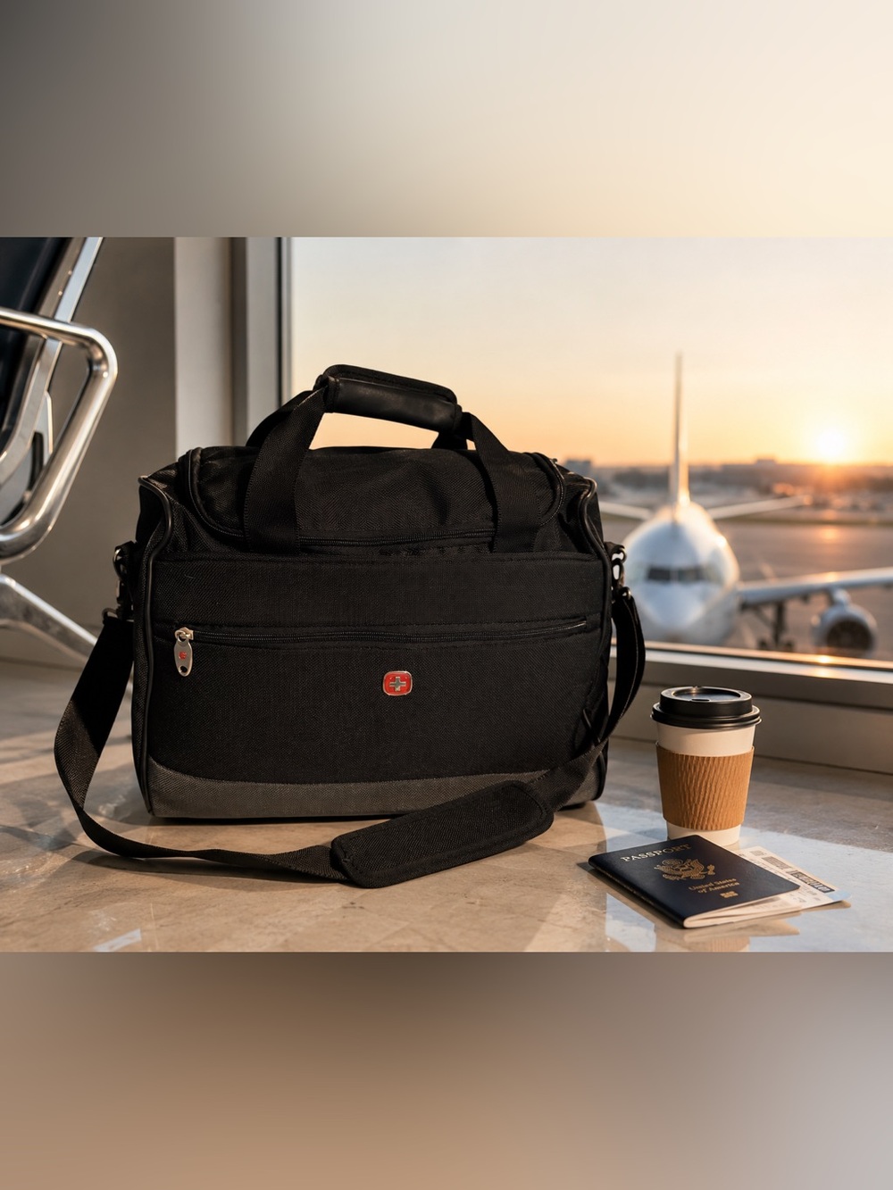 SwissGear Black Travel Duffel / Overnight Bag with Shoulder Strap